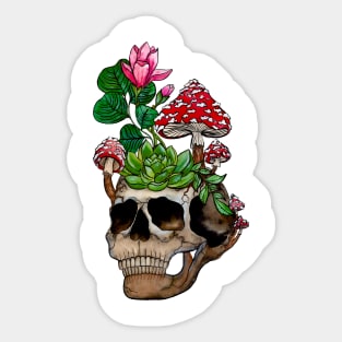 Skull Plant Flowers Mushroom T-shirt Sticker